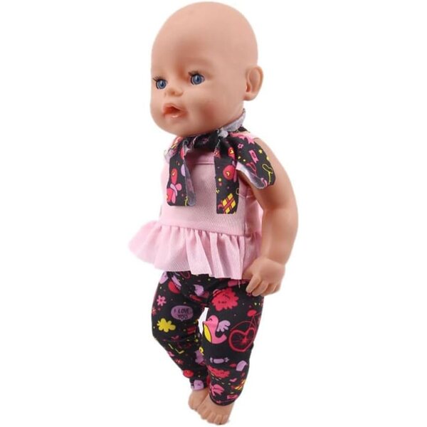 Abbigliamento per bambola americana 46 cm - Top, pantaloni e fascia colorata