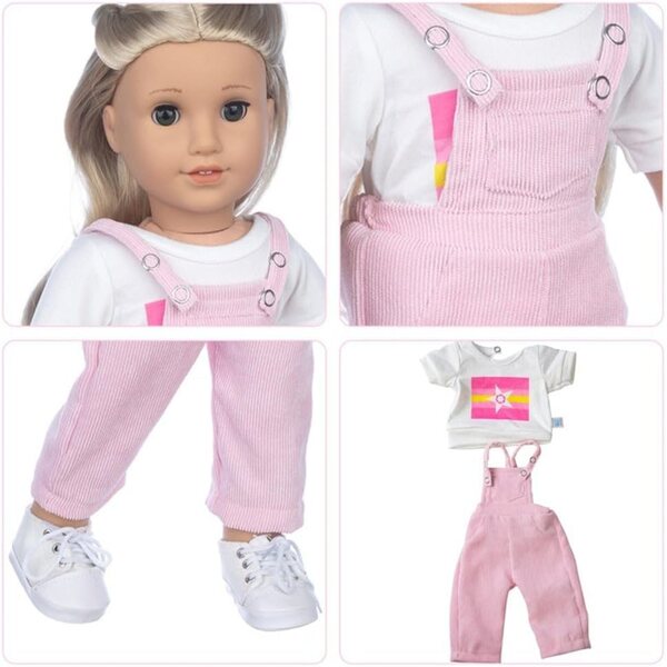 Abbigliamento per bambola americana 46 cm - T-Shirt e Salopette casual