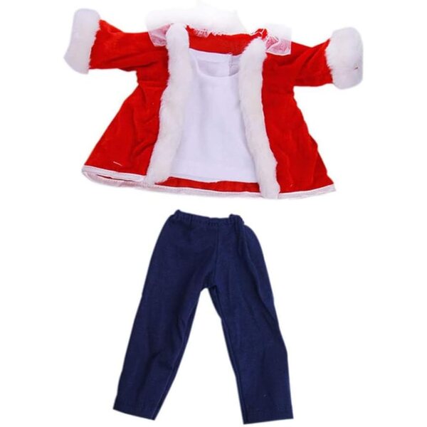 Abbigliamento Natalizio per Bambola Americana 46 cm - Completo Maglia, Pantaloni e Cappotto Rosso