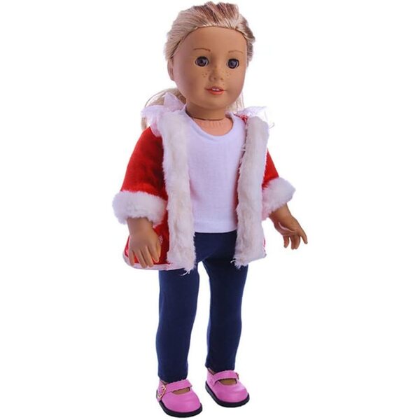 Abbigliamento Natalizio per Bambola Americana 46 cm - Completo Maglia, Pantaloni e Cappotto Rosso