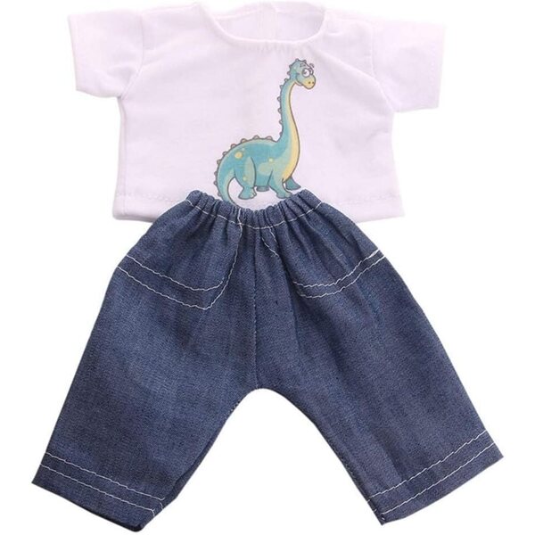 Abbigliamento per bambola americana 46 cm - T-shirt dinosauro e jeans casual