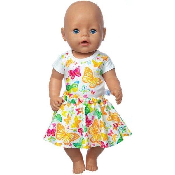 Abito con stampa farfalla per bambola 46 cm - Completo t-shirt e gonna