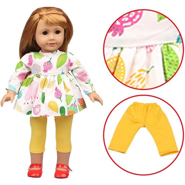 Abbigliamento per Bambole Americane 46 cm - Vestito e Leggings Casual Uteruik