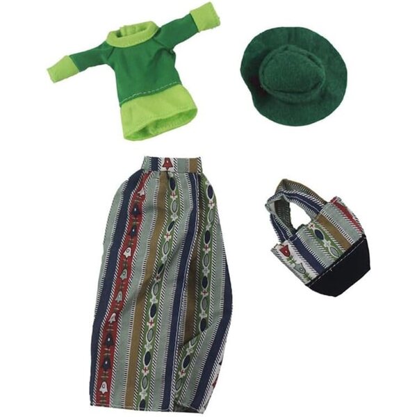 Kleidung für 29-cm-Puppen – komplettes T-Shirt, Rock, Hut und Tasche