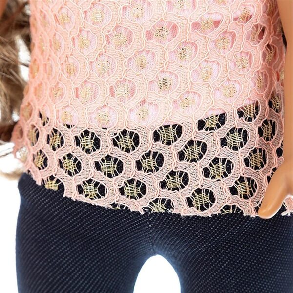 Abbigliamento per bambola americana 46 cm: completo T-shirt e jeans strappati