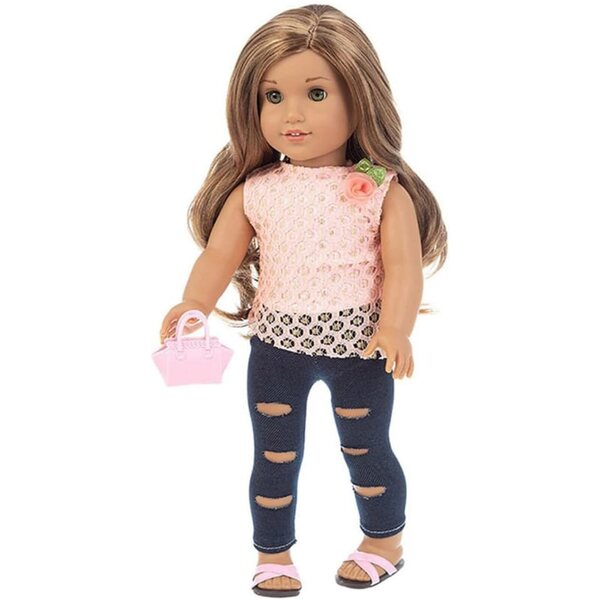 Abbigliamento per bambola americana 46 cm: completo T-shirt e jeans strappati