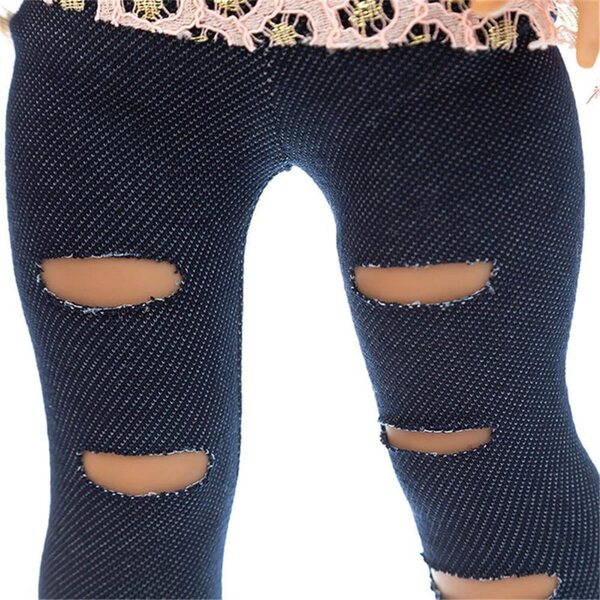 Abbigliamento per bambola americana 46 cm: completo T-shirt e jeans strappati