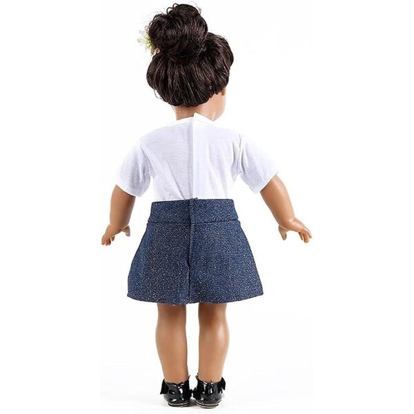 Abbigliamento per bambola americana 46 cm - Set T-shirt e gonna in jeans