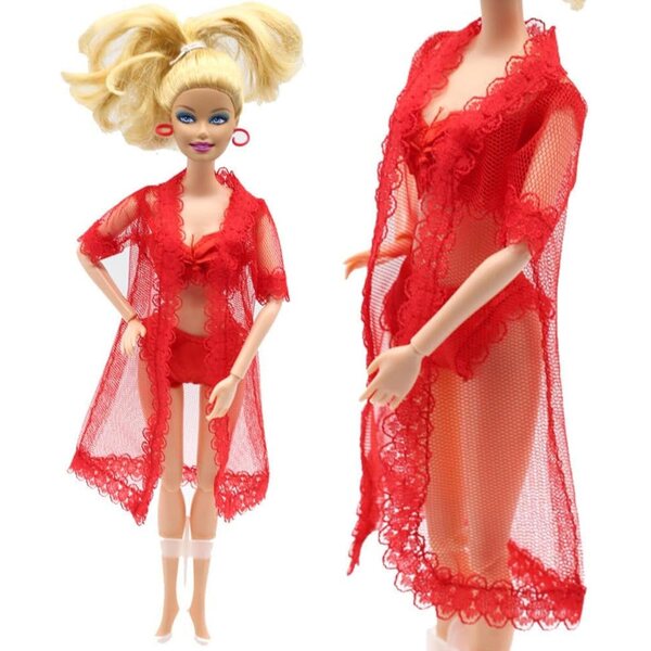Set Pigiama Rosso per Bambole 30 cm – Completo 3 Pezzi Accessori Moda