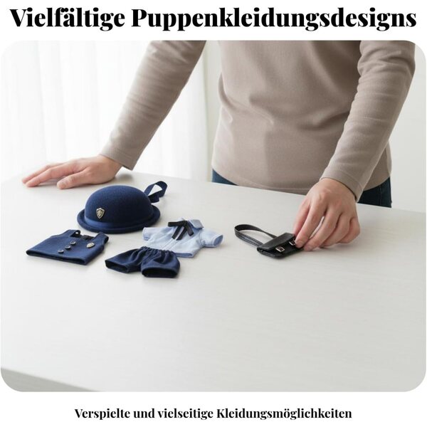 Maternelle-Uniform für OB11-Puppen – 4-teiliges Set mit Hut, Oberteil, Shorts und Tasche
