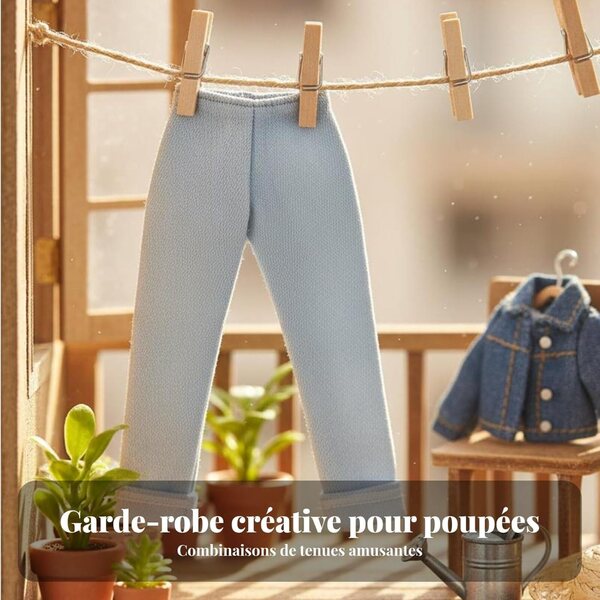 Pantalone per Bambola 30 cm Predolo Jeans Shorts Blu Scuro Design Casual Facile da Indossare