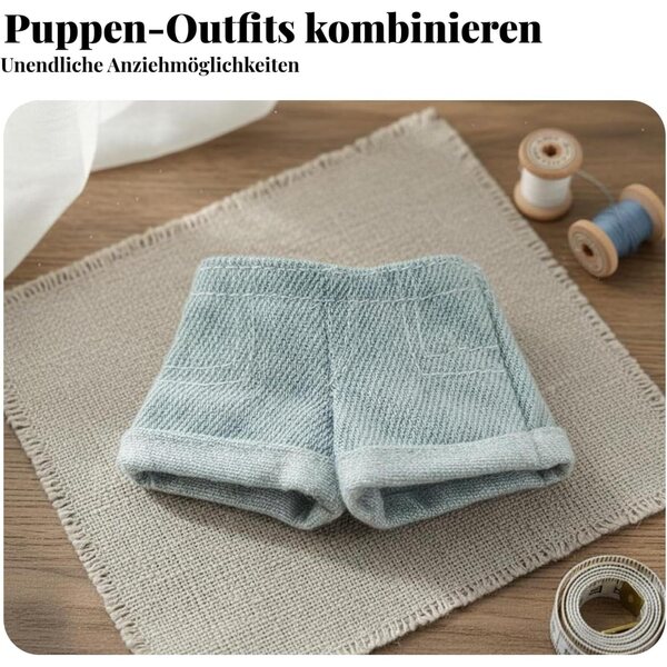 Pantalone per Bambola 30 cm Predolo Jeans Shorts Blu Scuro Design Casual Facile da Indossare