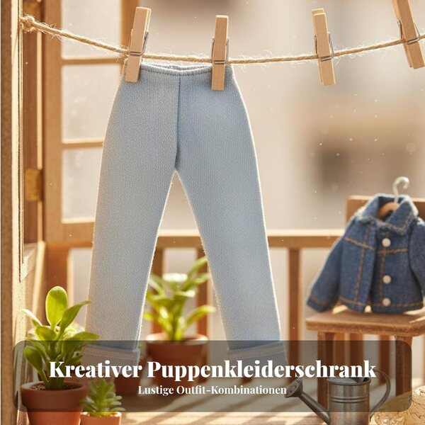 Pantalone per Bambola 30 cm Predolo Jeans Shorts Blu Scuro Design Casual Facile da Indossare