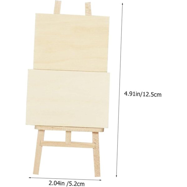 Mini cavalletto in legno con tavolo, pallet e pigmenti per casa delle bambole