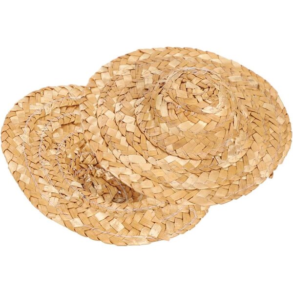 Set 10 Cappelli di Paglia per Bambole, Decorazioni Artigianali Handmade 8,5 cm