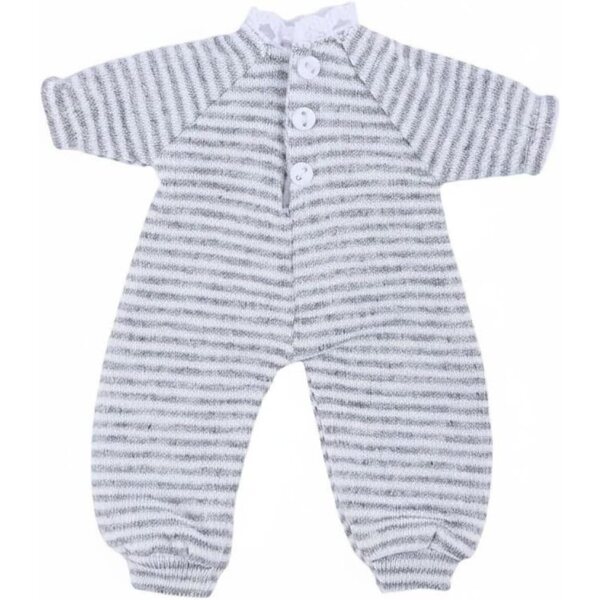 Kleidung für 1/12 Puppe. Grau gestreifter Pyjama mit feinem Finish