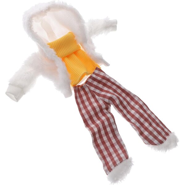 UPKOCH Puppenkostüm 30 cm rot mit kariertem Rock und Hose aus wiederverwendbarem Stoff