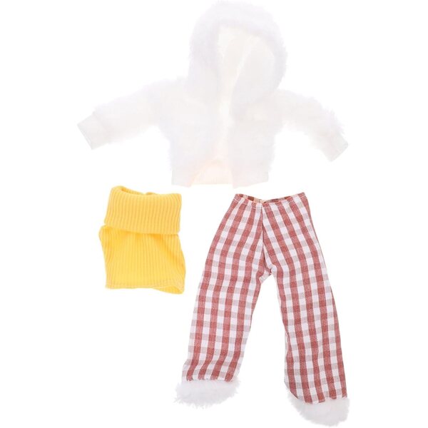 UPKOCH Puppenkostüm 30 cm rot mit kariertem Rock und Hose aus wiederverwendbarem Stoff