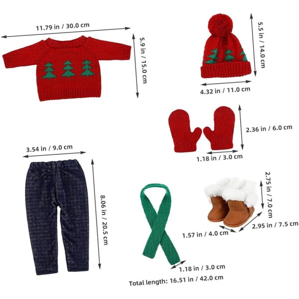 Costume di Natale per Bambole NOLITOY in Cotone Morbido e Riutilizzabile