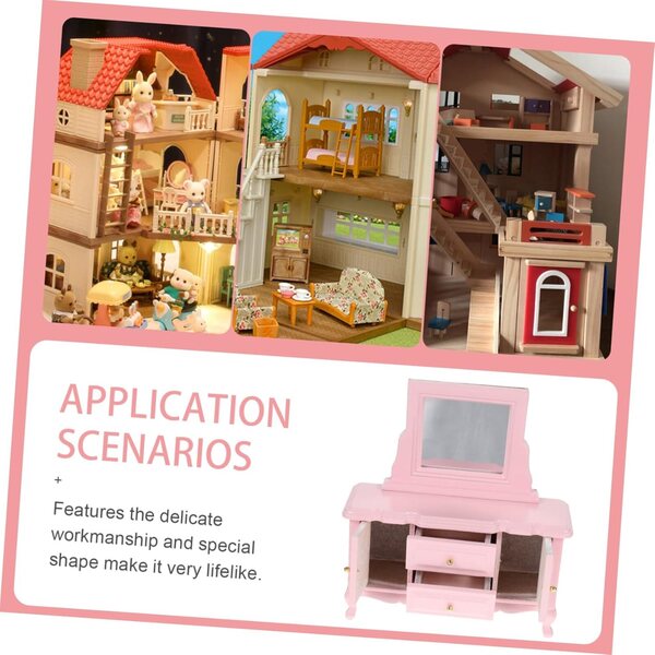 Ifundom Toeletta Miniatura in Legno con Specchio per Mini Case delle Bambole