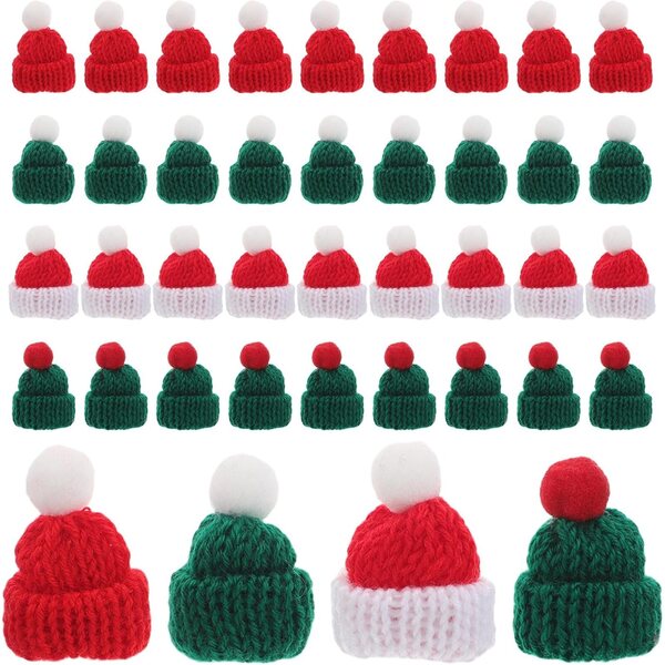 NOLITOY Mini Bonnet di Natale in Lana, 40 Pezzi per Decorazioni Natalizie
