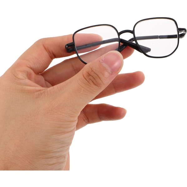 Quadratische Mini-Metallbrille mit klaren Gläsern für Puppen – 4er-Set