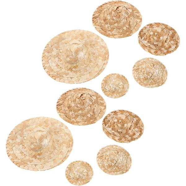 SOIMISS Set 10 Mini Cappelli di Paglia Naturale per Decorazioni e Progetti DIY
