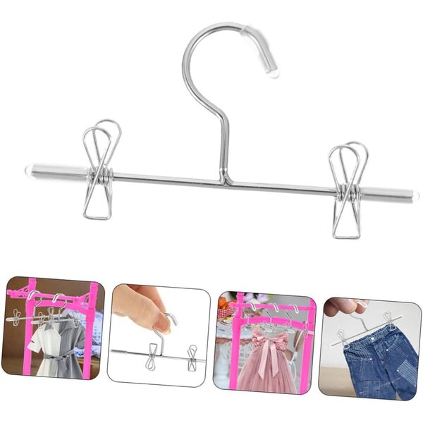 SOIMISS 8 Mini Cintres in Metallo per Vestiti di Bambole - Organizzatore Compatto Argento