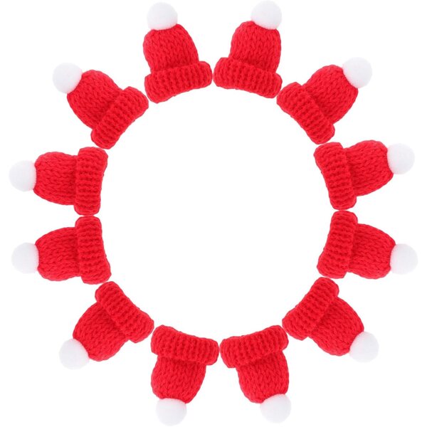 GALPADA 12 Mini Bonnetti di Natale in Lana Rossa per Decorazioni e Creatività DIY