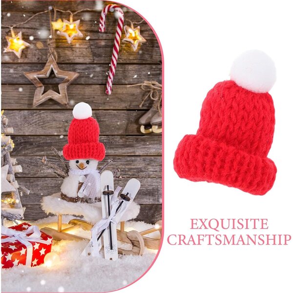 GALPADA 12 Mini Bonnetti di Natale in Lana Rossa per Decorazioni e Creatività DIY