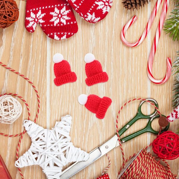 GALPADA 12 Mini Bonnetti di Natale in Lana Rossa per Decorazioni e Creatività DIY