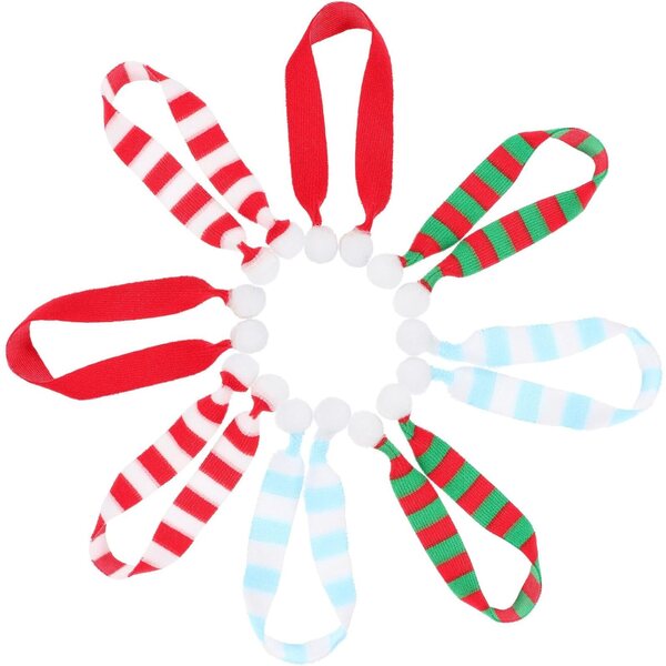 Set 8 Mini Sciarpe Natalizie Decorative per Bambole e Bottiglie di Vino