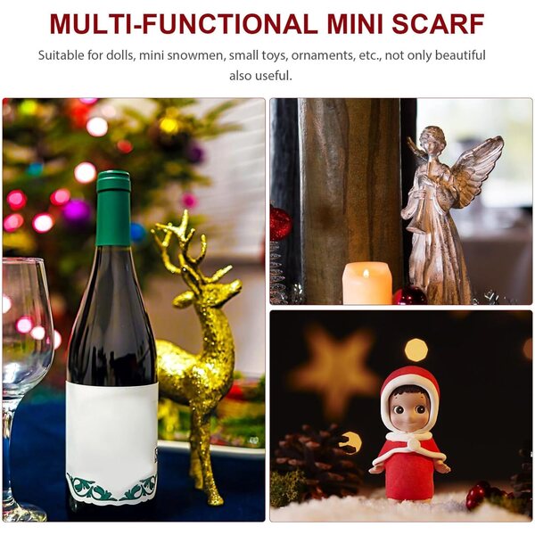 Set 8 Mini Sciarpe Natalizie Decorative per Bambole e Bottiglie di Vino