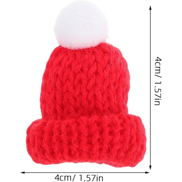 Mini Bonnet di Natale in Lana Rossa NOLITOY - Set da 12 per Decorazioni Creative DIY