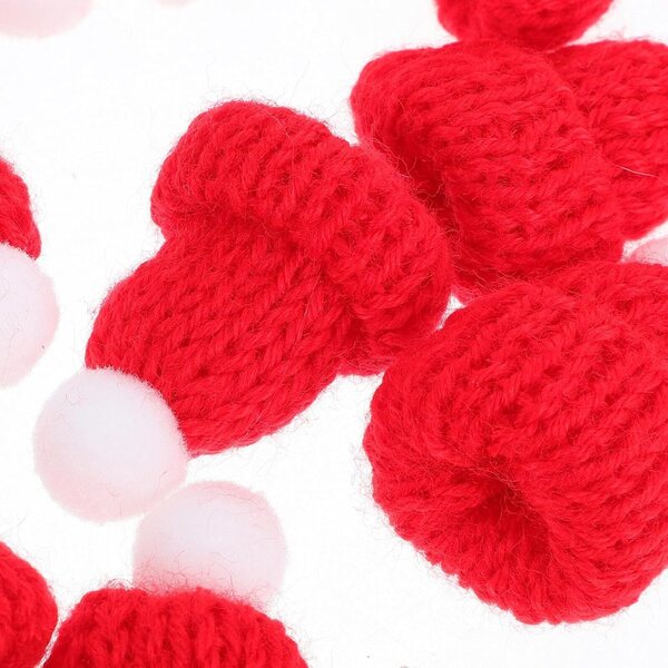 Mini Bonnet di Natale in Lana Rossa NOLITOY - Set da 12 per Decorazioni Creative DIY