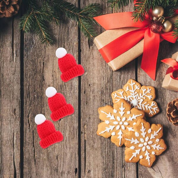 Mini Bonnet di Natale in Lana Rossa NOLITOY - Set da 12 per Decorazioni Creative DIY