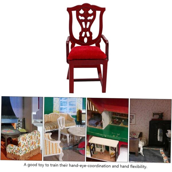Sedia Miniatura Rosso 1:12 Casa delle Bambole in Legno, Design Retrò Fai da Te