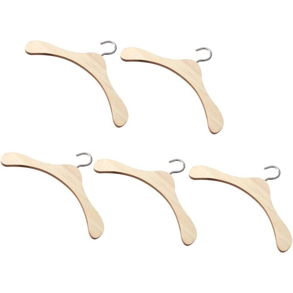 NOLITOY 5 Cintretti in Legno Miniature per bamboles, Organizzatori per Abiti in Legno Naturale