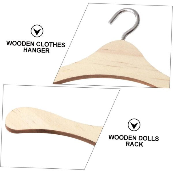 NOLITOY 5 Cintretti in Legno Miniature per bamboles, Organizzatori per Abiti in Legno Naturale