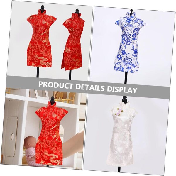 NOLITOY Set 3 Abiti per Bambole in Stile Cheongsam Cinese in Tessuto Morbido 30 cm