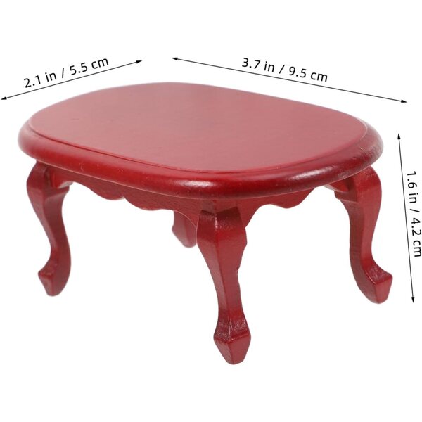 YARNOW Tavolino Miniatura in Legno Vintage Rosso per Casette delle Bambole