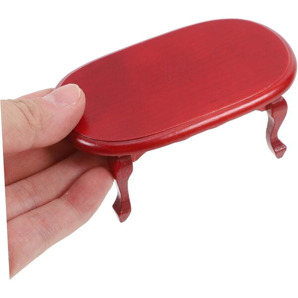 YARNOW Tavolino Miniatura in Legno Vintage Rosso per Casette delle Bambole