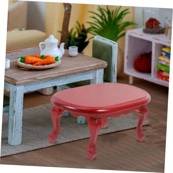 YARNOW Tavolino Miniatura in Legno Vintage Rosso per Casette delle Bambole