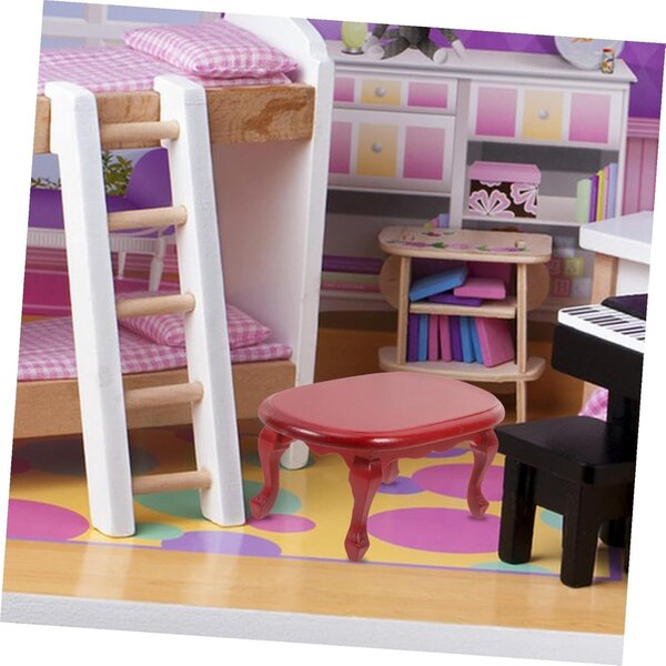YARNOW Tavolino Miniatura in Legno Vintage Rosso per Casette delle Bambole