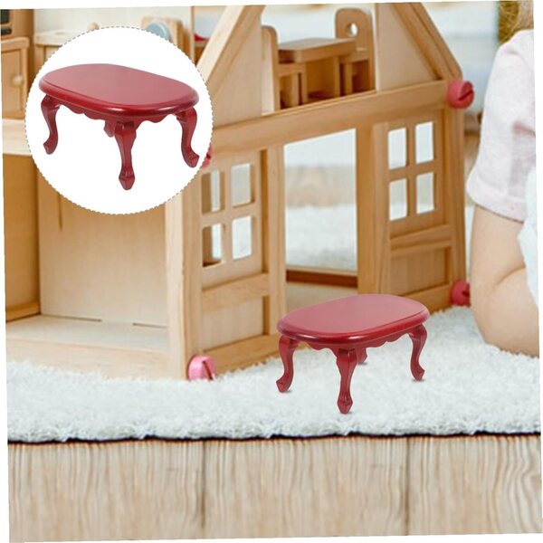 YARNOW Tavolino Miniatura in Legno Vintage Rosso per Casette delle Bambole