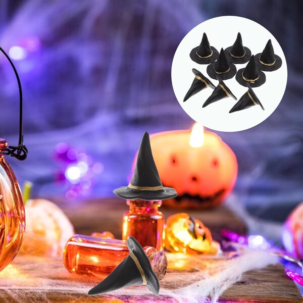 20 mini cappelli da strega neri per Halloween decorazioni e accessori creativi 2,5 cm
