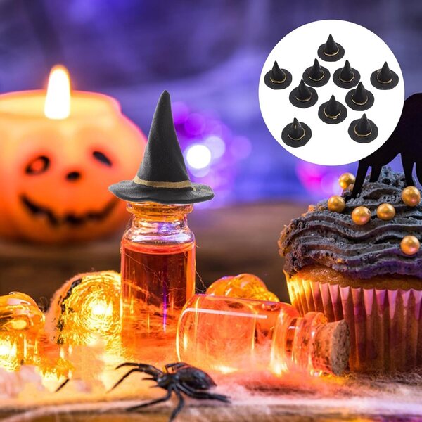20 mini cappelli da strega neri per Halloween decorazioni e accessori creativi 2,5 cm
