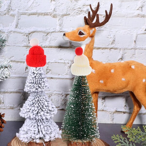 24 Mini Bonnet Natale in Lana Multicolore per Decorazioni e Fai-da-Te 4,5x3,5 cm