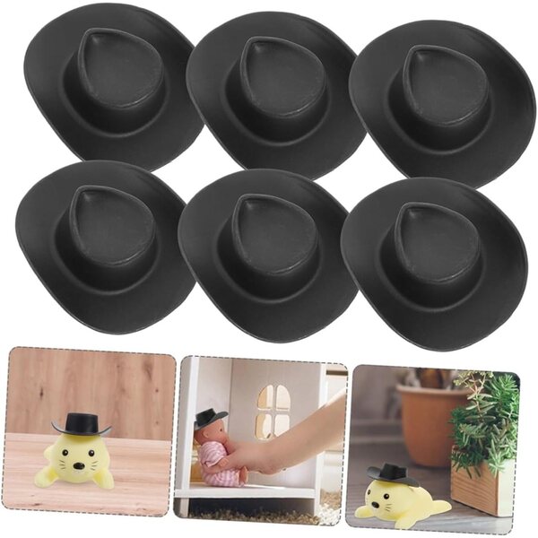 Hemobllo 20 Mini Cappelli Cowboy Neri e Stampa Mucca per Decorazioni e Fai-da-Te