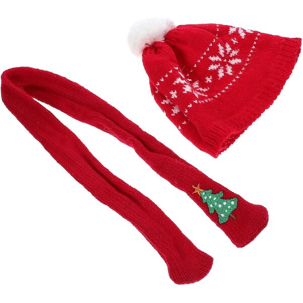 SOIMISS Mini Bonnet e Sciarpa Rossa Natalizia per Pupazzi 20 cm Accessori Creativi
